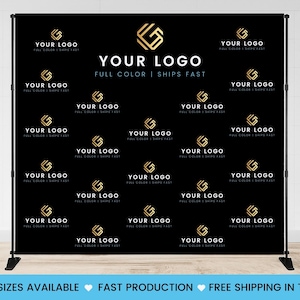 Custom Logo Step and Repeat Backdrop with Stand: Business, Party, and Event Photo Booth