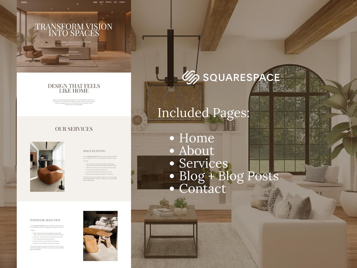 Interior Design Squarespace Template, Minimal Luxury 7.1 Website for ...