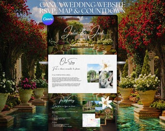 Old Money Wedding Website Canva Template Invitation, RSVP, Map & Countdown (Digital Download)