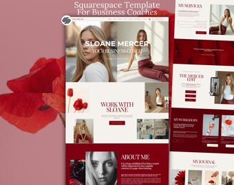 Coach Squarespace Template, Bold Red Digital Marketing Website 7.1 for Podcaster, Speaker, Virtual Assistant