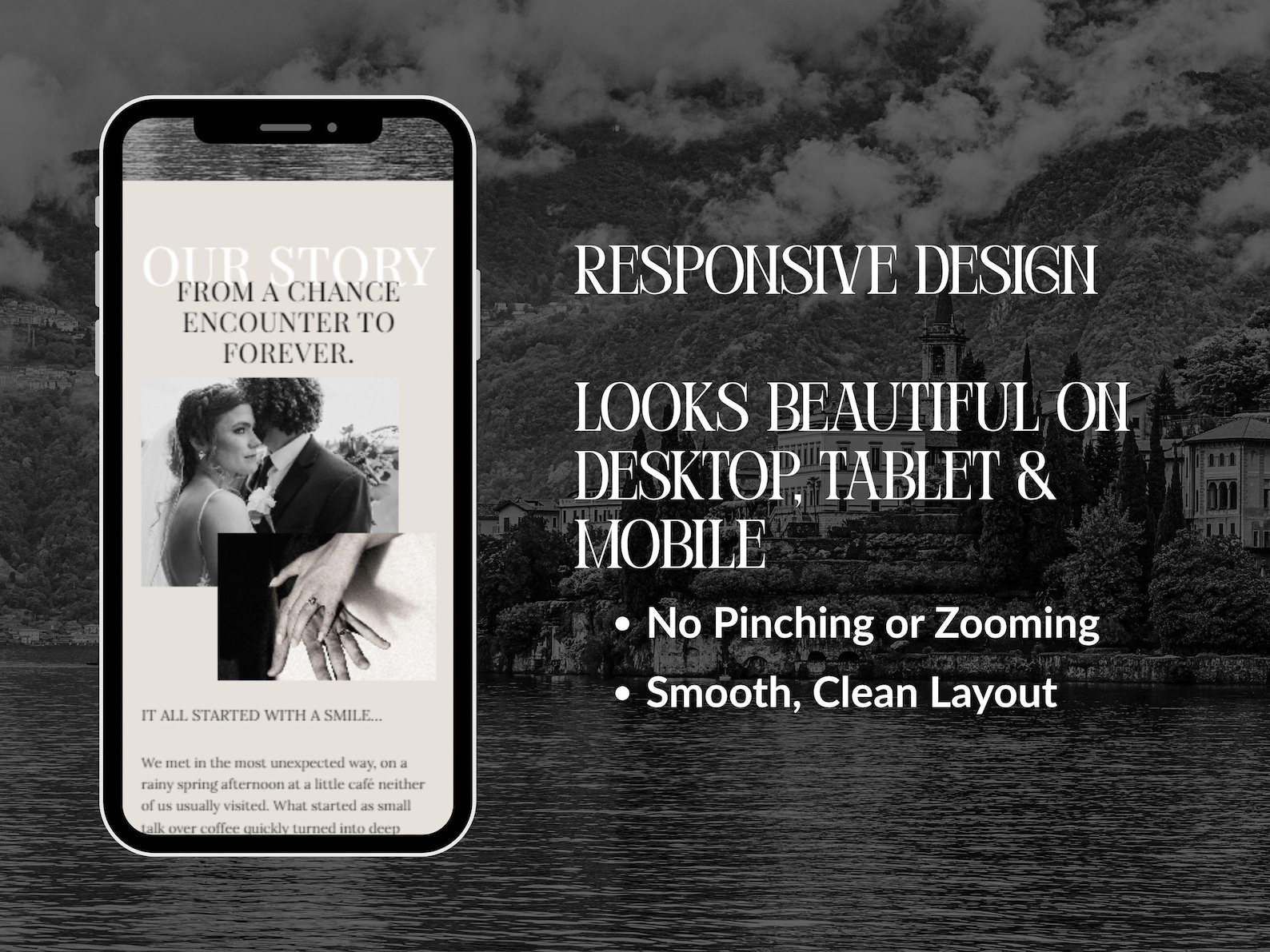 Squarespace Wedding Website Template, Italian Elegant Design, RSVP, Map