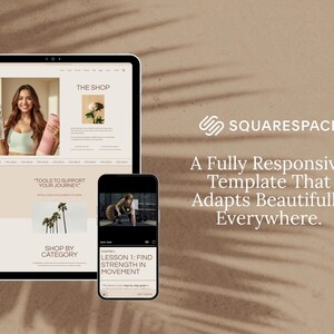Fitness Coach Squarespace Template | Yoga, Pilates Trainer Website with Podcast, Course, Blog & Shop