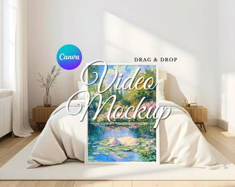 Maqueta de video de arte mural, póster minimalista con marco, plantilla de Canva, arrastrar y soltar, descarga instantánea