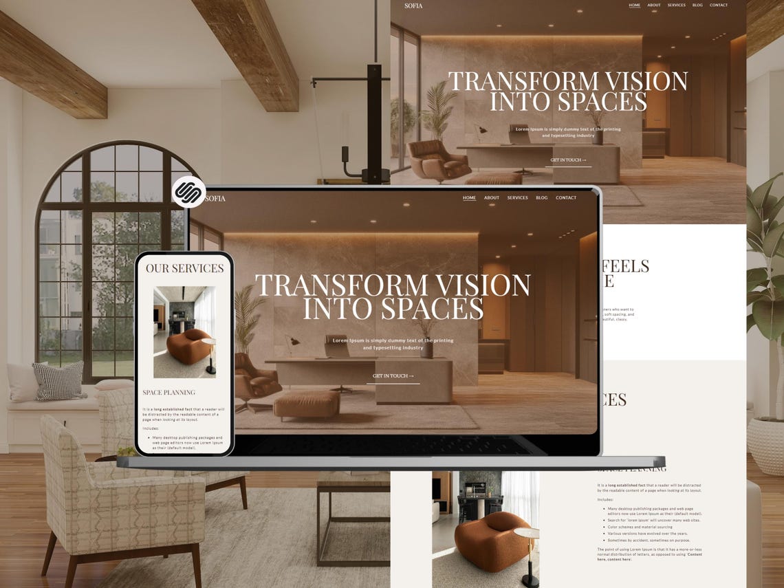 Interior Design Squarespace Template, Minimal Luxury 7.1 Website for ...