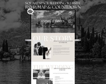 Squarespace Hochzeit Website Vorlage, Italienisches Elegantes Design, Antwortkarten, Karte & Countdown