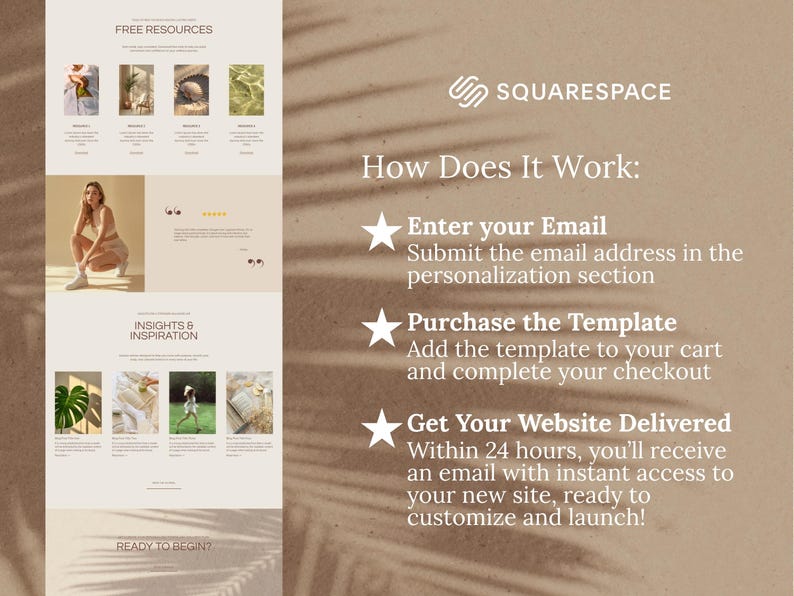 Fitness Coach Squarespace Template | Yoga, Pilates Trainer Website with Podcast, Course, Blog & Shop
