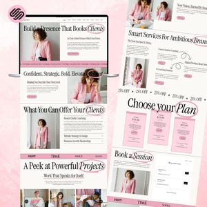 Squarespace Website Template, Bold Pink Design for Virtual Assistants, Social Media Managers, Coaches with Courses, Portfolio, Blog & Shop