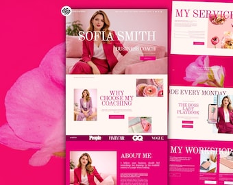 Coach Squarespace Template, Bold Pink 7.1 Website for Business Coaches, Podcasters, Speakers & Virtual Assistants
