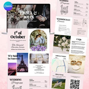 Editable Canva Wedding Website Template, Trackable RSVP and Map, Destination Wedding One Page Website Template, Digital Wedding Announcement