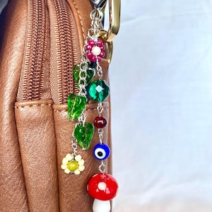 Handgemachte Taschenanhänger Taschenanhänger Accessoires Schlüsselanhänger für Geldbörse Schlüsselanhänger Accessoires Geschenk für Sie Pilz Charms Schlüsselanhänger Pilz