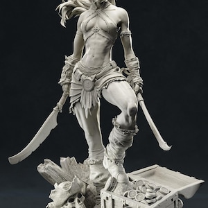 3D-Kriegerinnenfigur (STL), Fantasy-Mädchen-Modell, druckbare Datei (digitaler Download)