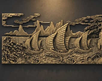 Ships Relief STL Model, CNC Router Files, 3D Wall Decor