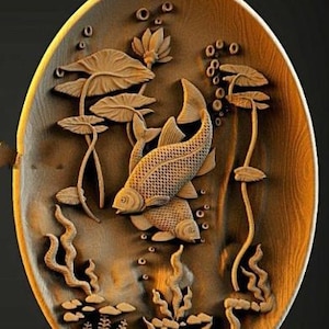 cnc machine,3d relief model,wood carving files,stl model,3d wall decor,artcam,cnc router files,3d fish relief model,cnc carving stl files