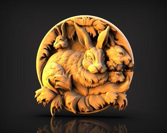 cnc machine,stl for cnc,3d print stl,3d relief model,3d rabbit model,wood carving,artcam,cnc router,3d wall decor,3d rabbit relief decor,stl