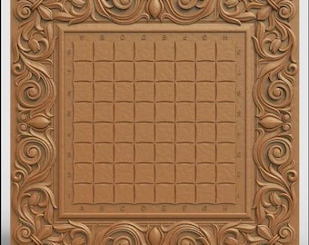 3D Carved Chess Board Model, CNC Router Artcam File (STL)