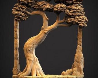 Máquina CNC, modelo de relieve 3D, archivo STL para CNC, archivos de enrutador CNC, decoración de pared 3D, árbol bonsái 3D, archivos de tallado CNC, impresión digital, archivo STL para tallado de madera