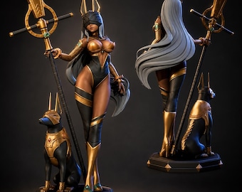 3D Egyptian Queen Goddess STL Model, Fantasy Female Statue (Digital Download)