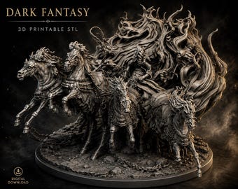 Dark Fantasy 3D Printable STL Horses Statue (Digital Download)