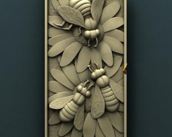3d printer files,cnc machine,stl for cnc,digital print files,3d bee relief model,cnc router,vcarve,wood carving files,3d print ,wood relief