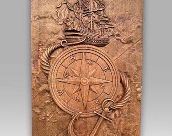 Archivos de tallado CNC, modelo STL, modelo de relieve 3D, máquina CNC, tallado en madera, modelo de brújula 3D, decoración de pared 3D, Aspire, Artcam, archivos de enrutador CNC, archivos STL