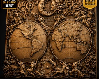 cnc machine,3d printer files,3d worl map relief model,cnc router files,wood carving files,wodo working,artcam,stl for cnc,digital print file