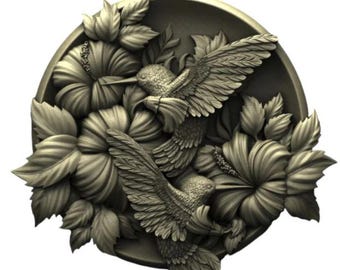 Máquina CNC, modelo de relieve 3D, archivos de tallado de madera, STL para CNC, relieve de colibrí 3D, Artcam, enrutador CNC, archivos de tallado CNC, decoración Waii 3D, modelo STL