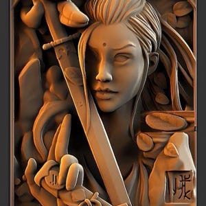 Máquina CNC, modelo 3D STL, arquivo de relevo 3D, marcenaria, STL para CNC, roteador CNC, arquivos para escultura em madeira, relevo de mulher 3D, modelo de guerreiro 3D, Artcam, STL