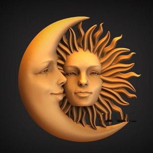file per macchine CNC, file di taglio CNC, STL per la stampa, modello 3D di luna e sole, modello in rilievo 3D, file per router CNC, STL per CNC, VCARVE, modello in rilievo della luna 3D