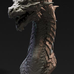 3d printer files,stl for print,3d dragon bust,3d model,digital print files,3d dragon figure,3d fantastic animal,3d printing files,3d dragon