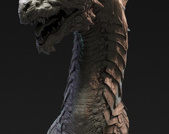 3d printer files,stl for print,3d dragon bust,3d model,digital print files,3d dragon figure,3d fantastic animal,3d printing files,3d dragon