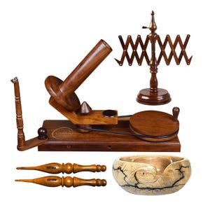 Complete Yarn Winder Crochet Hooks & Wooden Yarn Bowl | Perfect Gift For Knitters and Crocheters
