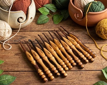 Handcrafted Wooden Crochet Hook Set | Ergonomic Crochet Needles