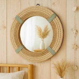 Round Wall Mirrors – Boho, Modern, or Rustic Style | Hanging Mirror for Living Room, Bedroom, Entryway, Bathroom Decor - Wedding Gifts
