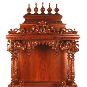 Hand Carved Wood Temple Mandir: Traditional Hindu Puja Ghar