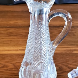 Vintage Clear Cut Glass Cruet-Oil Cruet-Glass Cruet with Stopper
