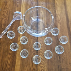 Vintage Princess House Heritage Crystal 11.5" Punch Bowl Set with 12 Roly Poly Cups in Original Box