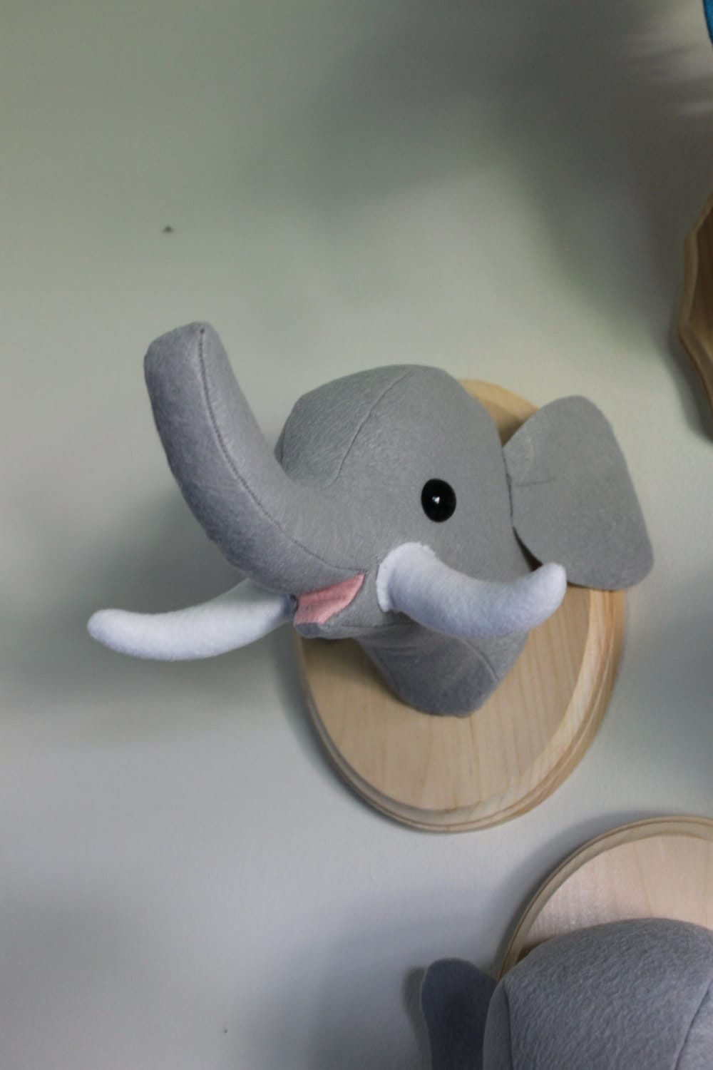 Happy Elephant Wall Mounted Head Nursery or Kid's Room Etsy