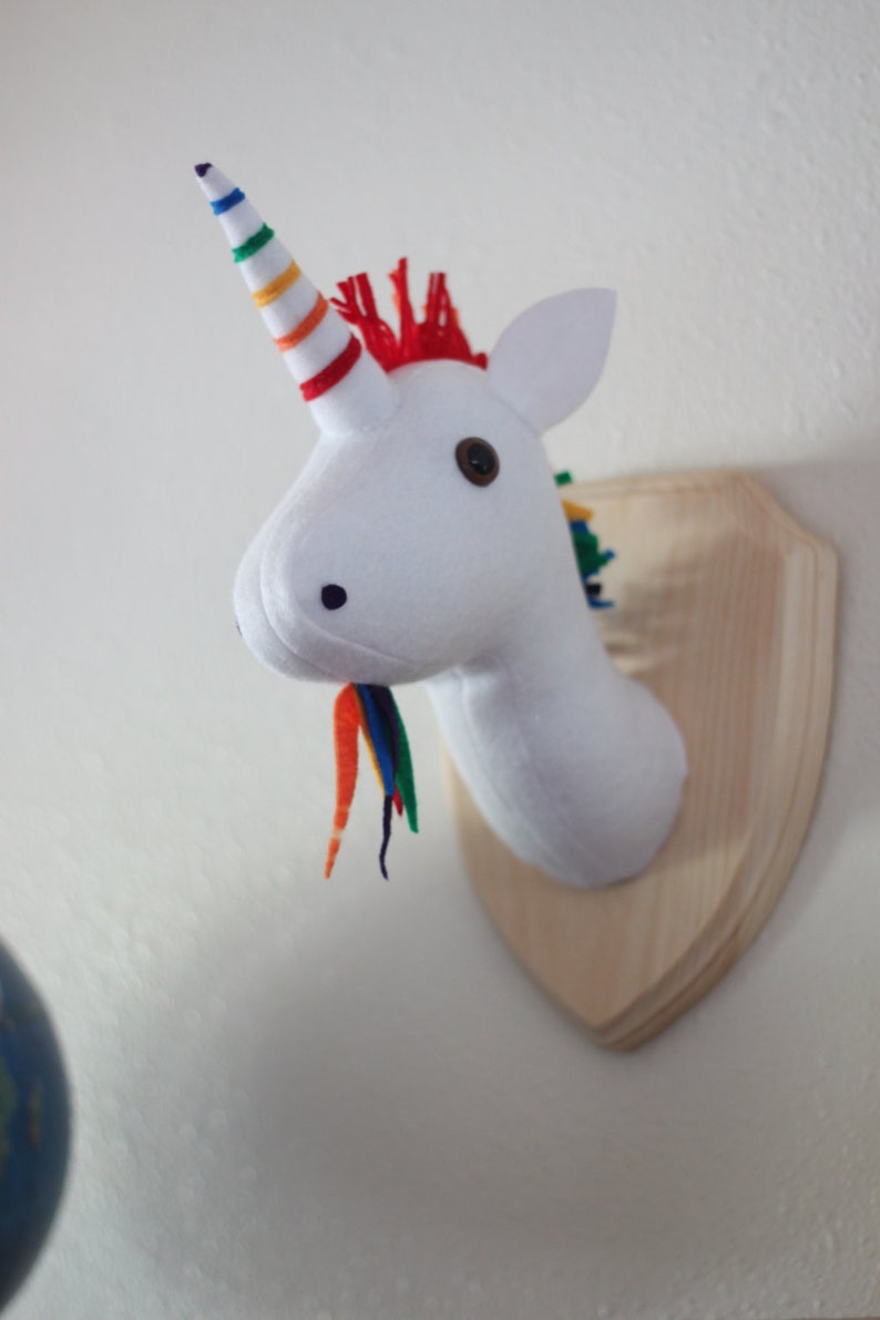 Rainbow Unicorn Stuffed Animal Wall Mounted Head Vegan | Etsy