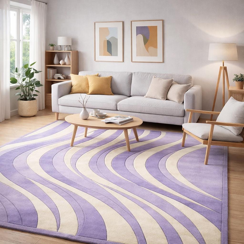 Hand-tufted Lavender Wave Rug, Modern Abstract Purple Carpet ...