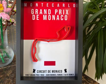 3D Monaco Circuit Track Poster – Monte Carlo Grand Prix Wall Art | F1 Racing Decor | Motorsport Gift | Arvina 3D Map