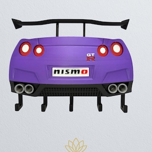 Colgador de llaves de pared Nissan GTR / Llavero con diseño trasero GTR impreso en 3D / Decoración de garaje JDM / Regalo para amantes de los autos / Colgador de llaves de pared Nissan GTR R35