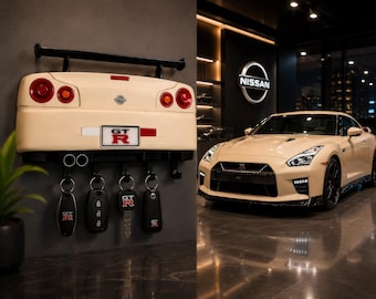 Nissan Skyline R34 GTR Wall Key Hanger | 3D Printed R34 GTR Rear Design Key Holder | JDM Garage Decor | Nissan Skyline Key Hanger