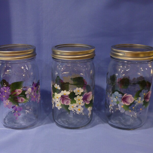 Painted Glass Jar Etsy