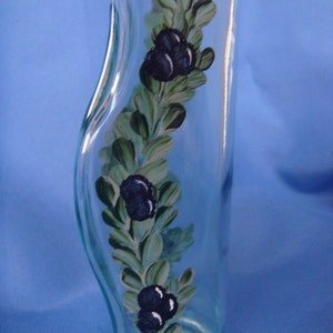 Hand Painted Oil and Vinegar Bottle Set Olive Oil Dispenser Blue Berries Vine Leaves Gift for Dad image 5