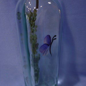 Hand Painted Olive Oil Bottle Dispenser Blue Berries Leaves Vine Butterfly Gift for Dad image 6