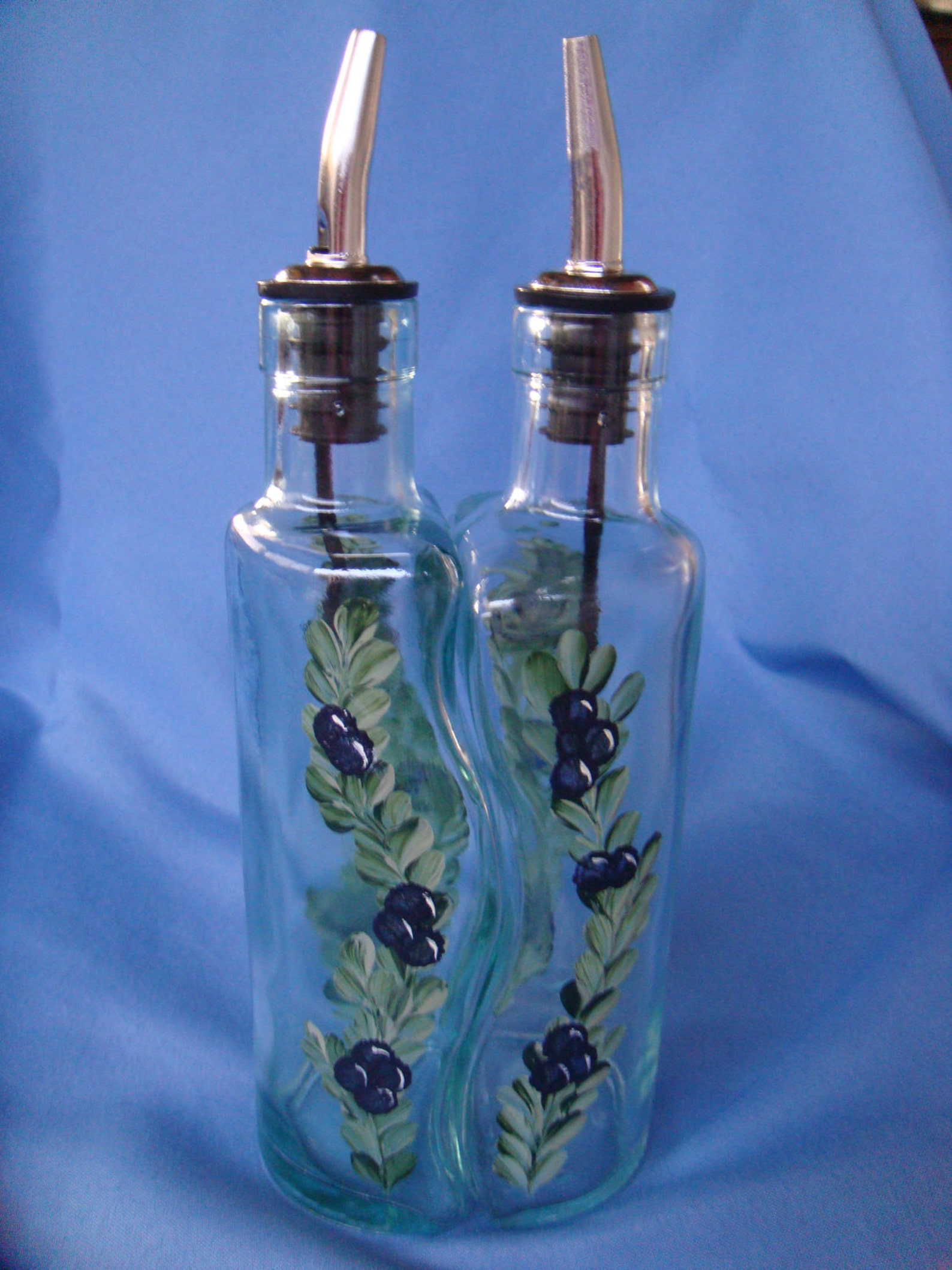 Hand Painted Oil and Vinegar Bottle Set Olive Oil Dispenser Etsy