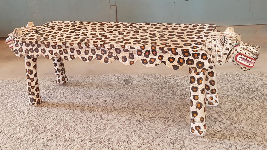 Leopard Console Table Hand Carved Wooden Leopard Console Table : Tribal Folk Art Decor - Etsy