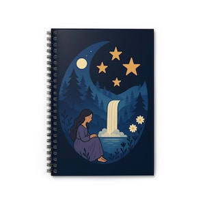 Marzycielski Noc Spiral Notebook - Linia liniowana, Dziennik Relaksacyjny, Dziennik Obserwacji Gwiazd, Prezent dla Marzycieli, Artystyczny Notatnik