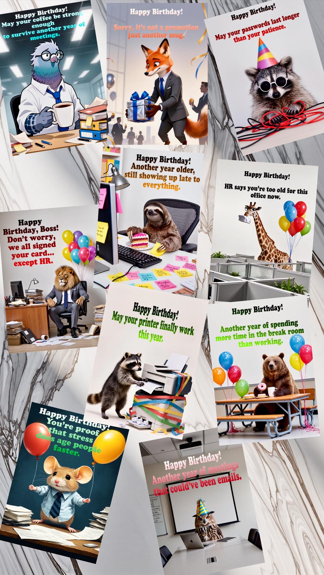 Small Cards Rude Co Worker Set of 10 - Funny Office Birthday Cards — Sarcastic Workplace Humor ...