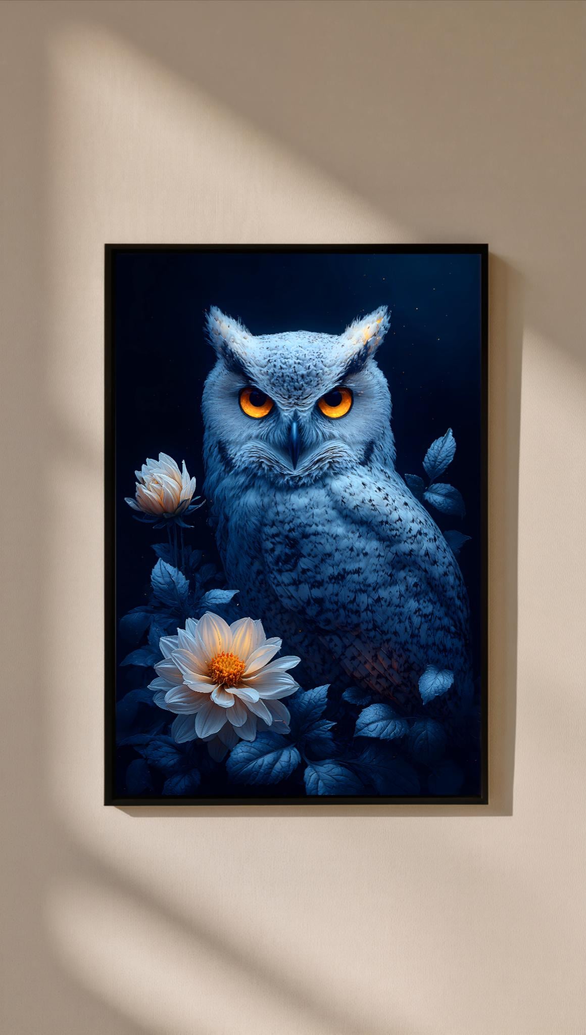 Owl Wall Art, Boho Bird Print, Night Owl Poster, Botanical Bird Painting, Mystic Owl Wall Decor, Fin